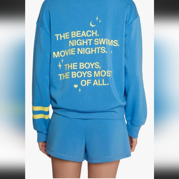 NWT PJ Salvage Large Summer I Turned Pretty  Embroidery Sweatshirt & short set - Picture 1 of 4